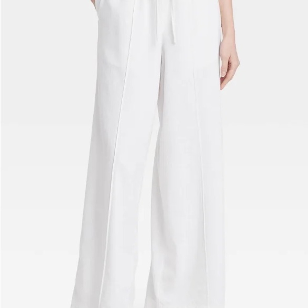 White Women's linen Wide-Leg Pants